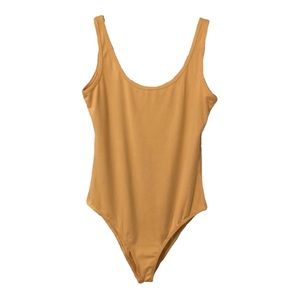 Basic Plain Yellow Tank Top Bodysuit